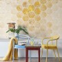 Geometric Yellow Honeycomb Wallpaper Mural