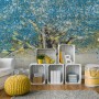 Watercolor Style Blue Tree Wallpaper Mural