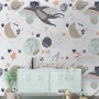 Cat Flying Over The Moon and Stars Wallpaper Mural