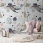 Cat Flying Over The Moon and Stars Wallpaper Mural