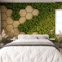 Hexagon Honeycomb Pattern and Fresh Grass Wallpaper Mural