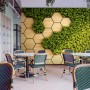 Hexagon Honeycomb Pattern and Fresh Grass Wallpaper Mural