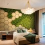 Hexagon Honeycomb Pattern and Fresh Grass Wallpaper Mural