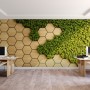 Hexagon Honeycomb Pattern and Fresh Grass Wallpaper Mural