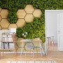 Hexagon Honeycomb Pattern and Fresh Grass Wallpaper Mural