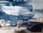 Blue and White Brush Painting Wallpaper Mural