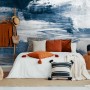 Blue and White Brush Painting Wallpaper Mural