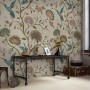 Vintage Flower with Hummingbird Wallpaper Mural
