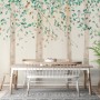Watercolor Style Forest with Green Brown Little Leaves Wallpaper Mural