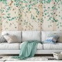 Watercolor Style Forest with Green Brown Little Leaves Wallpaper Mural
