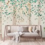 Watercolor Style Forest with Green Brown Little Leaves Wallpaper Mural
