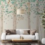 Watercolor Style Forest with Green Brown Little Leaves Wallpaper Mural