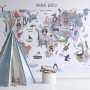World Map with Cartoon Animals  Kids Wallpaper Mural