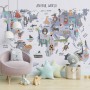 World Map with Cartoon Animals  Kids Wallpaper Mural