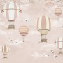 Kids Pink Hot Air Balloon and Cherry Blossom Wallpaper Mural