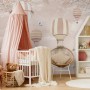 Kids Pink Hot Air Balloon and Cherry Blossom Wallpaper Mural