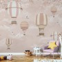 Kids Pink Hot Air Balloon and Cherry Blossom Wallpaper Mural