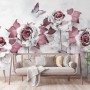 Elegant Floral with Little Butterfly Wallpaper Mural