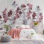 Elegant Floral with Little Butterfly Wallpaper Mural