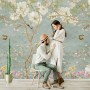 Soft Chinese White Florals with Birds Wallpaper Mural