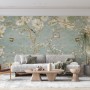 Soft Chinese White Florals with Birds Wallpaper Mural