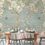 Soft Chinese White Florals with Birds Wallpaper Mural