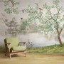 Misty Lake Landscape and Japanese Garden Wallpaper Mural