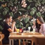 Watercolor Dark Tropical Art with Leopard Wallpaper Mural
