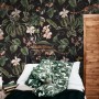 Watercolor Dark Tropical Art with Leopard Wallpaper Mural