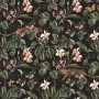 Watercolor Dark Tropical Art with Leopard Wallpaper Mural