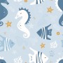 Zebrafish and Seahorse Wallpaper Mural