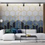 Geometric Dark Blue Honeycomb Wallpaper Mural