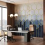Geometric Dark Blue Honeycomb Wallpaper Mural