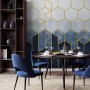Geometric Dark Blue Honeycomb Wallpaper Mural
