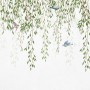 Green Hanging Leaves with Colorful Birds Wallpaper Mural