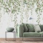 Green Hanging Leaves with Colorful Birds Wallpaper Mural