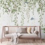 Green Hanging Leaves with Colorful Birds Wallpaper Mural