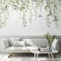 Green Hanging Leaves with Colorful Birds Wallpaper Mural