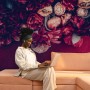 Red Dahlia Rose Floral Bouqet Wallpaper Mural