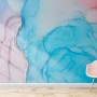 Blue Marble with Red Splash Wallpaper Mural