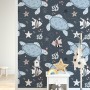 Sea Turtle and Zebrafish Wallpaper Mural