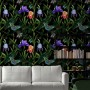 Dark Purple Flowers with Butterflies Wallpaper Mural