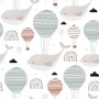 Air Balloon with Whale Wallpaper Mural
