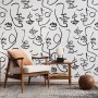 Abstract Charming Artistic Faces Wallpaper Mural
