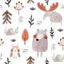 Cute Cartoon Animals with Twigs Wallpaper Mural