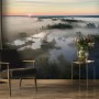 Foggy Rive Forest Landscape Wallpaper Mural