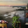 Foggy Rive Forest Landscape Wallpaper Mural