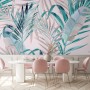 Tropical Pink Exotic Colorful Palm Leaf Wallpaper Mural