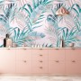 Tropical Pink Exotic Colorful Palm Leaf Wallpaper Mural