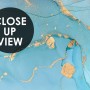 Light Blue Marble with Gold Look Splash Wallpaper Mural